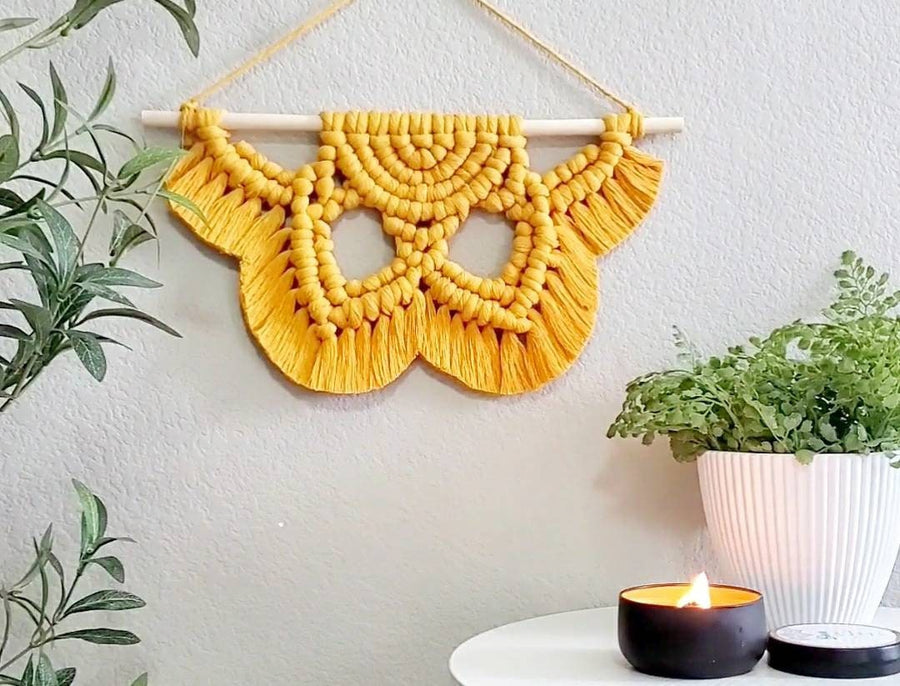 16 inch Chunky macrame flower mandalas. 4 color choices. Made to order.