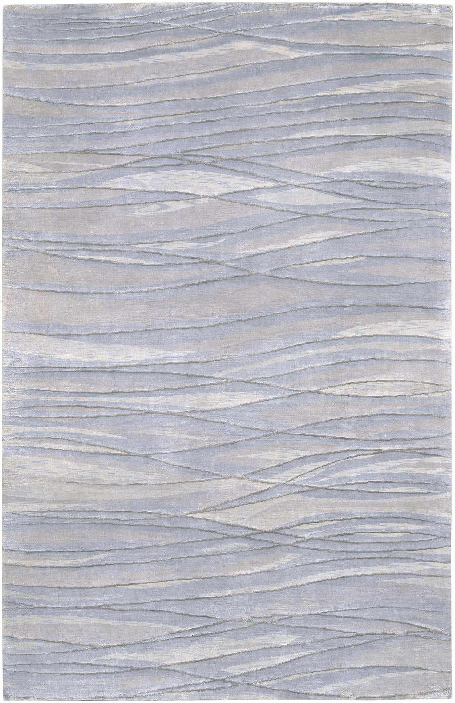 Sinai Light Blue Lined Wool/Viscose Rug - Clearance