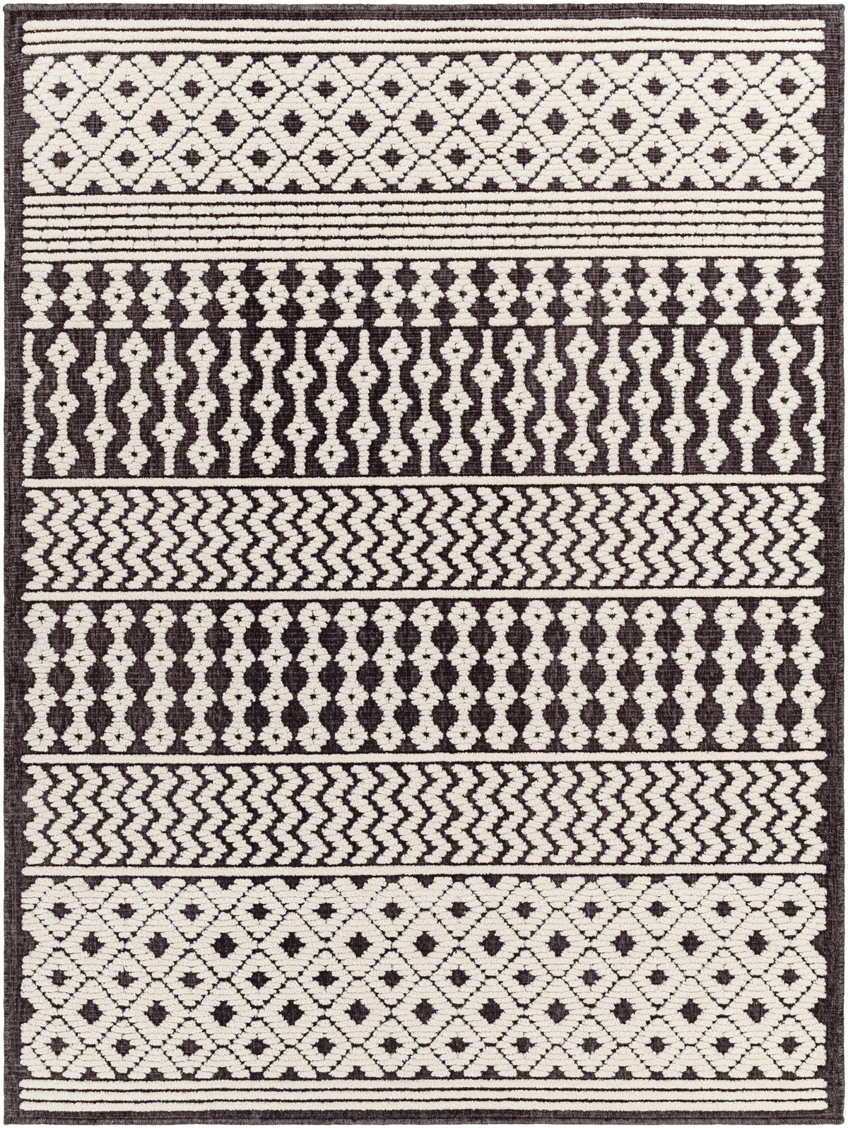 Drago Black Trellis Washable Rug - Clearance