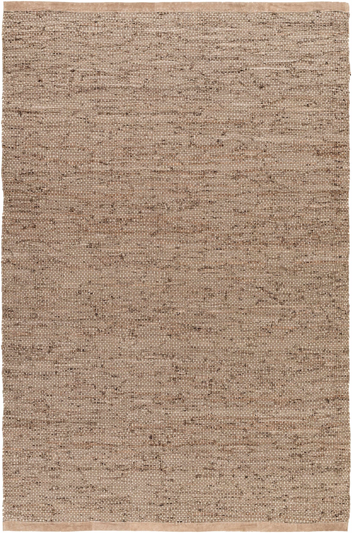 Aneko Khaki Handwoven Leather Rag Carpet - Clearance