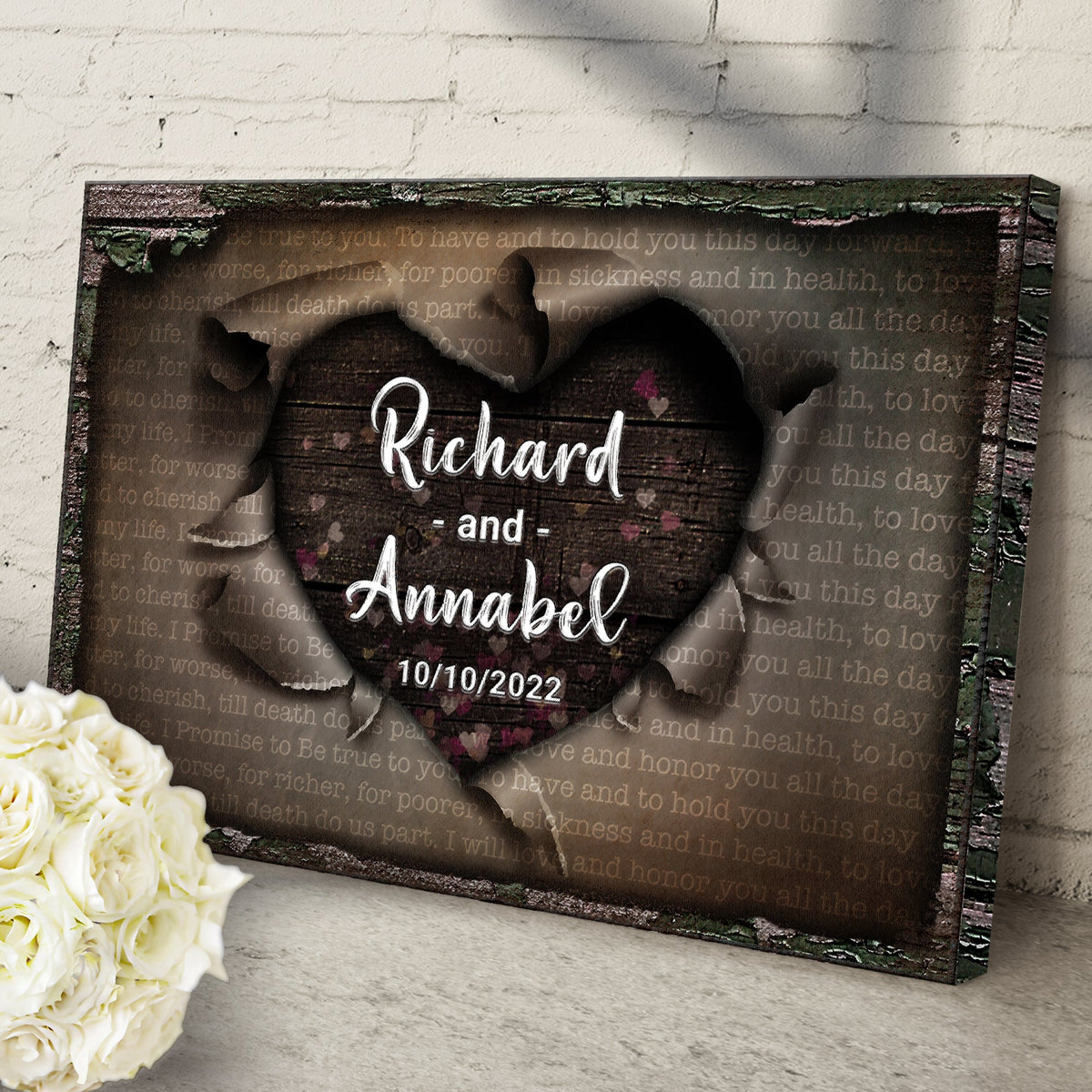 Unwrapped Heart Wedding Vows Sign