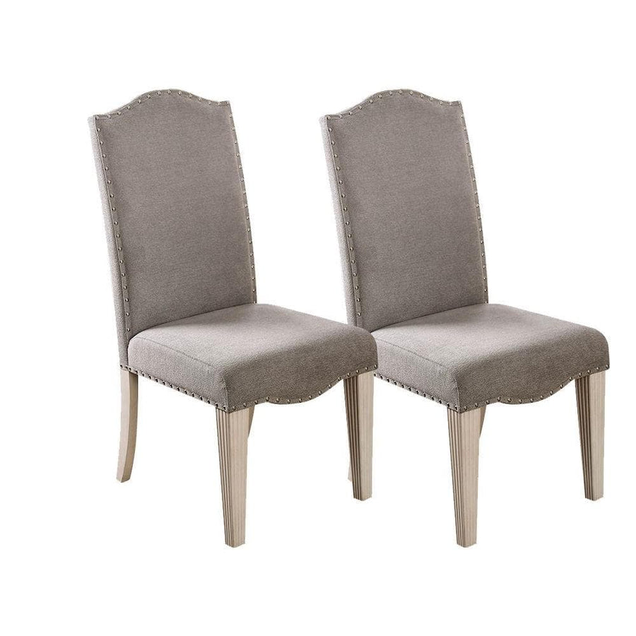 Upholstered Dining Chair Set of 2 with Nailhead Trim and Camel Back